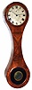 Aaron Willard Jr., Boston, Mass., "Figure 8" style wall clock 8 day time only weight driven movement with second's beating pendulum in burled mahogany veneer case with painted iron dial and reverse painted lower glass tablet, c1840