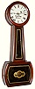 North Attleboro, Mass. "Banjo" wall clock attributable to George Hatch made for Riggs and Bro. Philadelphia 8 day time only weight driven movement in cherry case with reverse painted throat and lower tablets and painted metal dial, c1835