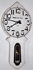 Waltham Clock Co., Waltham, Mass., "No. 25 Marble" wall clock retailed by Wright, Kay and Co. 8 day time only weight driven movement in marble front case with wooden body and painted dial, c1905