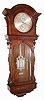 George A. Jones, 6 Cortland St, New York, NY "Astronomical Regulator" wall clock 8 day time only weight driven movement with deadbeat escapement and three jar mercury pendulum in walnut and burled walnut case with silvered astronomical dial, the robust movement with 6 crossings on the wheels, which are screwed to their hubs and the great wheel with Harrison's design maintaining power, NY style beat-set with thumb screws at top of crutch, c1870