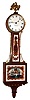 Foster S. Campos, Pembroke, Mass., "Willard Banjo Clock" wall clock 8 day time only weight driven movement in cross banded inlay mahogany case with reverse painted throat and lower tablets and painted metal dial, dated 1988