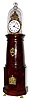 Wayne R. Cline, Bowling Green, Kentucky, "Willard Lighthouse" reproduction mantel clock 8 day time only weight driven movement in a French polished crotch grain mahogany case with applied brass mountings and brass paw feet and white enamel dial, c2000