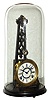 F. Kroeber Clock Co., New York, "Noiseless Rotary No. 1" mantel clock 8 day time and strike spring driven movement with rotary pendulum on wooden base with glass dome and papered metal dial, c1880