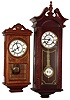 Two Korean modern reproduction mahogany 31 day time and strike wall clocks, late 20th century.