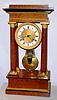 French, Rieussec (Paris), 8 or 30 day mantle regulator with heavy knife edge compensating pendulum and center seconds. Burled walnut veneer case, c1830