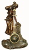 French, Mysterious Novelty clock, the movement contained at the bottom of the pendulum, and the pendulum swinging without apparent impulse. The ring surrounding the pendulum spring mystery suspension, similar to a swinging arm clock, c1880