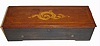 Swiss, Geneva, Nicole Freres, 6-Tune music box, separate key wound from left side, in a box with rosewood graining to front and sides and with a mahogany veneered lid with shell inlay. C.1855