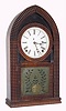 E. N. Welch, Forestville, Conn, Full Ripple Beehive shelf clock, with original frosted glass tablet showing a wreath, C.1855.