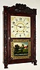 E. Terry and Sons, Plymouth, Conn., shelf clock with 30 hour time and strike wooden movement in mahogany veneered carved column and splat case, c1830