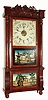 Elisha Manross, 8-day time/strike weight double decker with a carved splat shelf clock. c.1848.