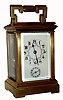 French, Brass Anglaise case, with beaded trim, lever movement carriage timepiece with alarm on bell, 8 day, c1900
