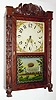 Eli Terry and Son, Plymouth, Conn, short drop mahogany carved case, 2 weights, wooden works, c1832