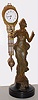 Junghans, Germany, "Diana", swinging arm novelty 8 day timepiece. The patinated spelter statue is affixed to a turned wooden base and a small well made movement is housed in the top of the 'clock arm'.