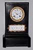 French 8 day time and strike calendar wooden mantel clock, c1890.