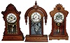 Three Connecticut 8 day time and strike walnut parlor clocks, late 19th century