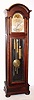 Herschede Clock Co., Cincinnati Ohio tall clock, quarter chiming 5 tube weight driven 8 day movement in a mahogany case with beveled glass front and sides and silvered metal dial with moon phase and strike / silent selection and is signed "ANNA M. MARRS 1924", c1920 sNo. 26414, C.1920