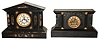 Two black marble 8 day time and strike mantel clocks, late 19th century.