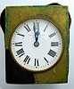 Henry Capt, Geneve Switzerland miniature carriage clock / travel clock key wind key set movement with platform lever escapement in leather covered brass rectangular case with Roman numeral white enamel dial, sNo. 291