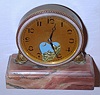 Didisheim Goldschmidt Fils and Co. Swiss "Le Petit Forgeron" miniature brass/marble animated-dial 30-hour desk clock, c1900.
