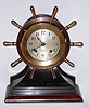 Chelsea Mariner 3.75" brass, bronze and mahogany 8 day spring driven ship's bells mantel clock, c1945