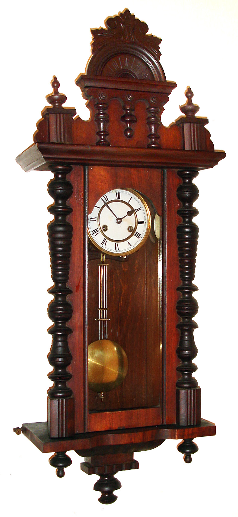 German wall clock, 8 day time and strike spring driven movement in ornate walnut case, c1900 — Antique Clocks Price Guide