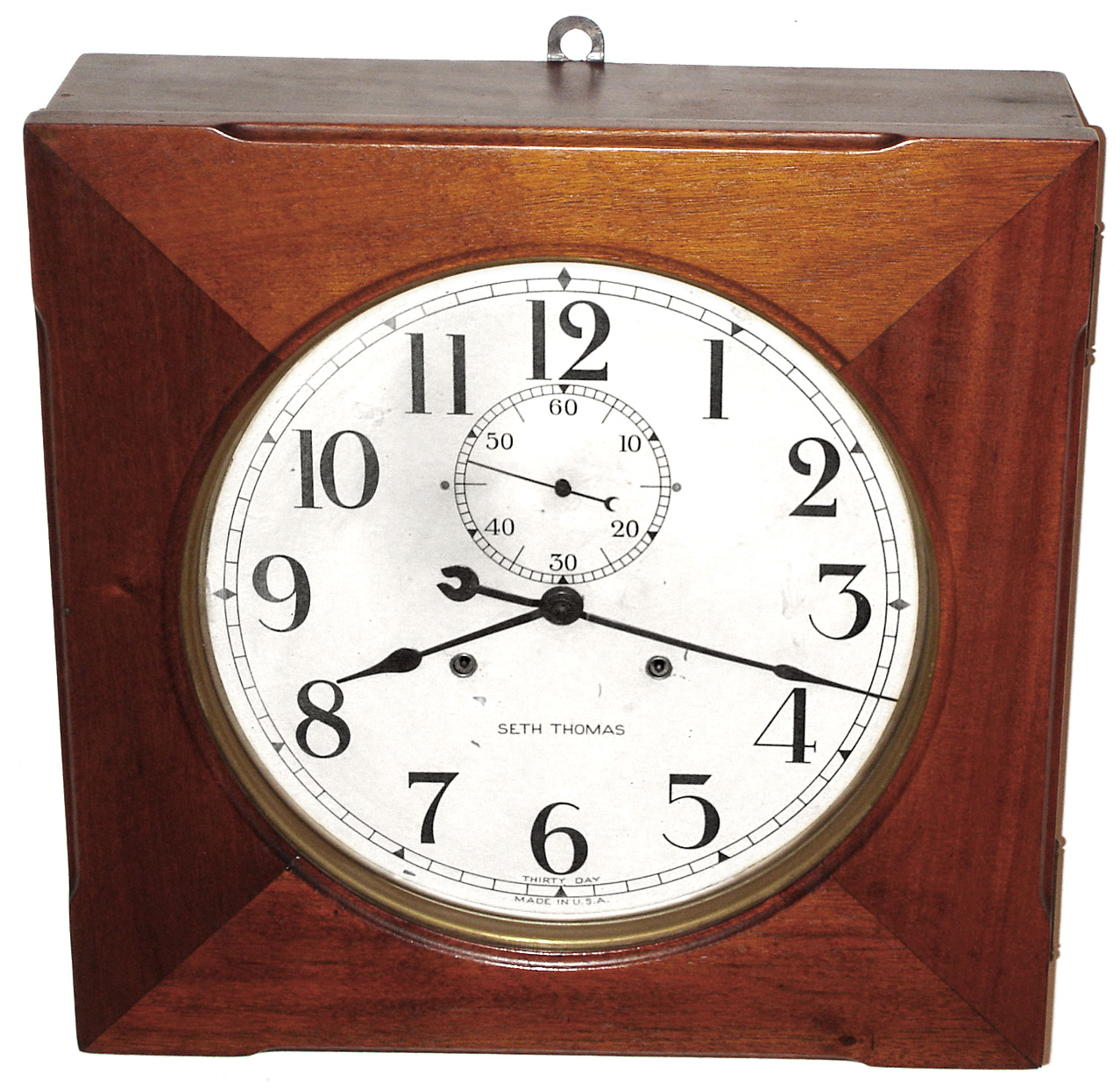 Seth Thomas Clock Co., Thomaston, Conn., "Hudson" 30 day time only spring driven solid mahogany gallery clock, c1928 — Antique Clocks Price Guide