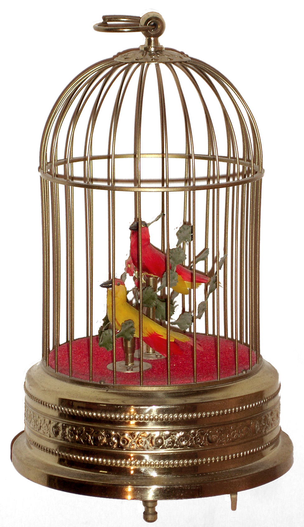 German two singing birds in a brass cage, later 20th century — Antique Clocks Price Guide