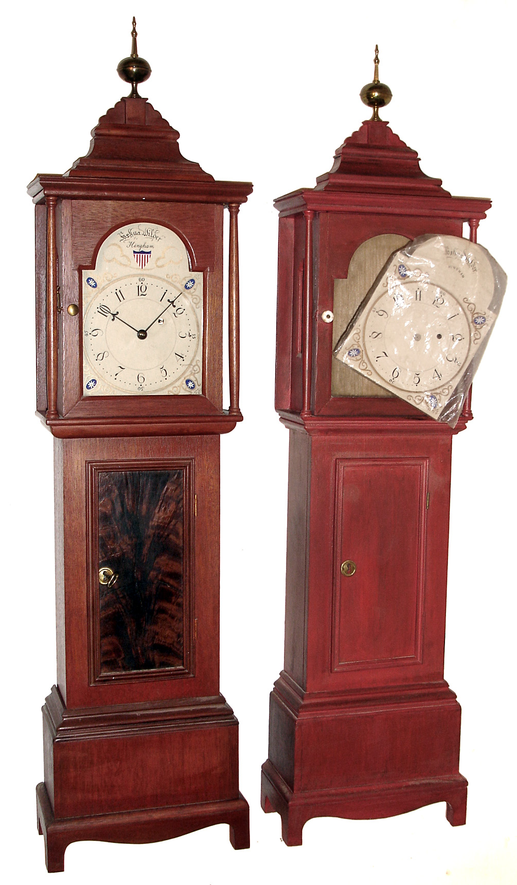 Clocks- 2 (Two) dwarf tall cases, modern bench made reproductions. one complete, one case and dial only — Antique Clocks Price Guide