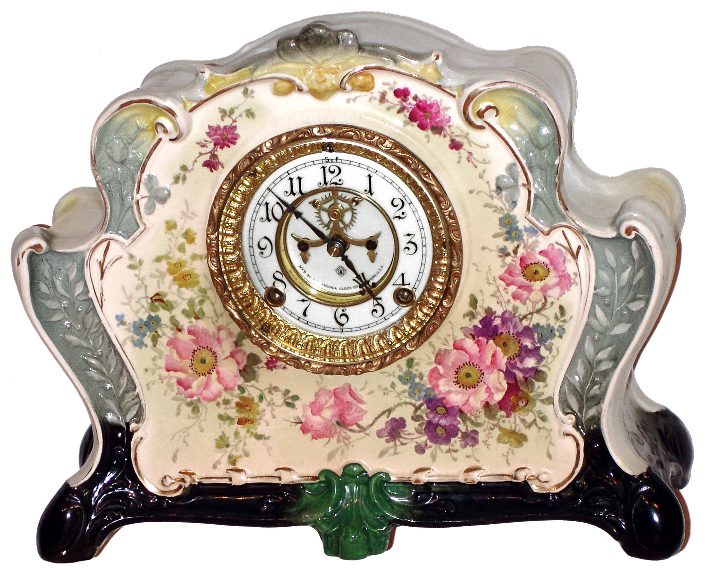 Ansonia Clock Co., New York, "La Rita" 8 day time and strike porcelain clock, c1901 — Antique Clocks Price Guide