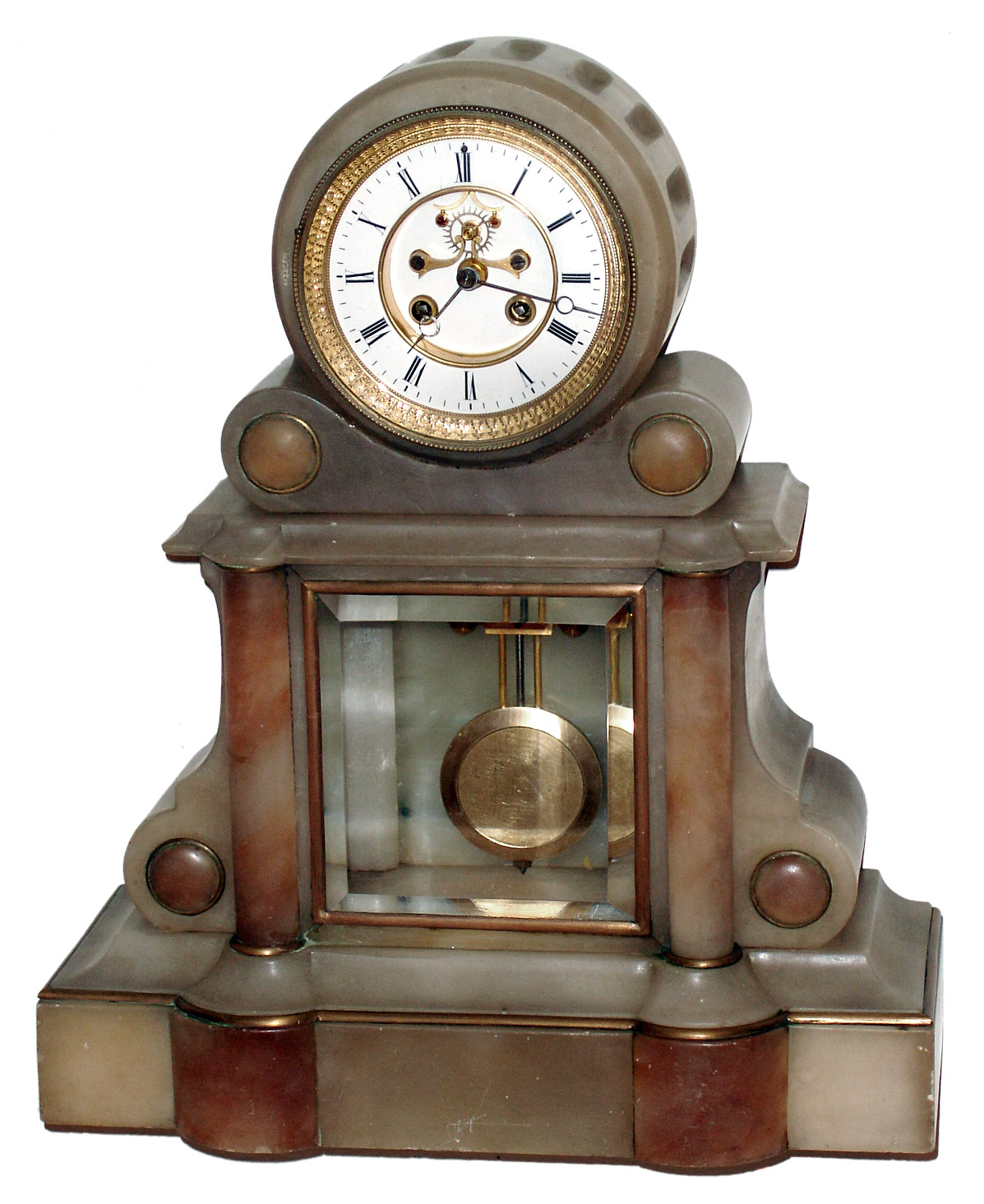French alabaster marble 8 day time and strike mantel clock, c1890 — Antique Clocks Price Guide