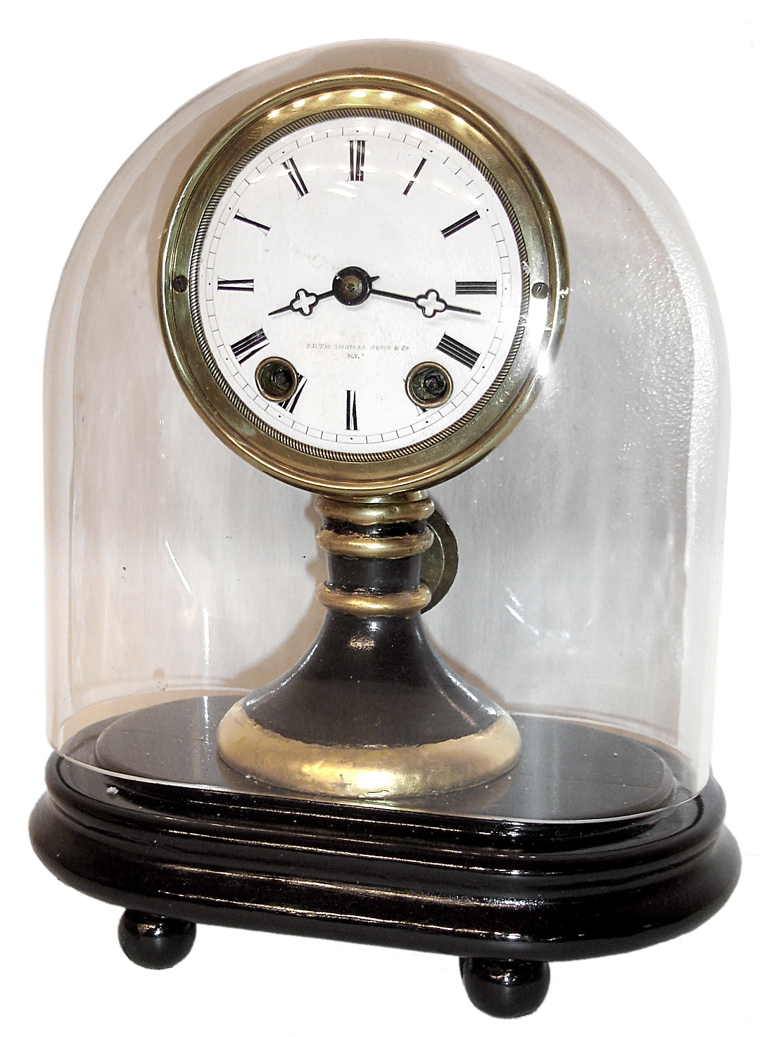 Seth Thomas Sons and Co., New York, 8 day time and strike candle stand clock, c1876 — Antique Clocks Price Guide