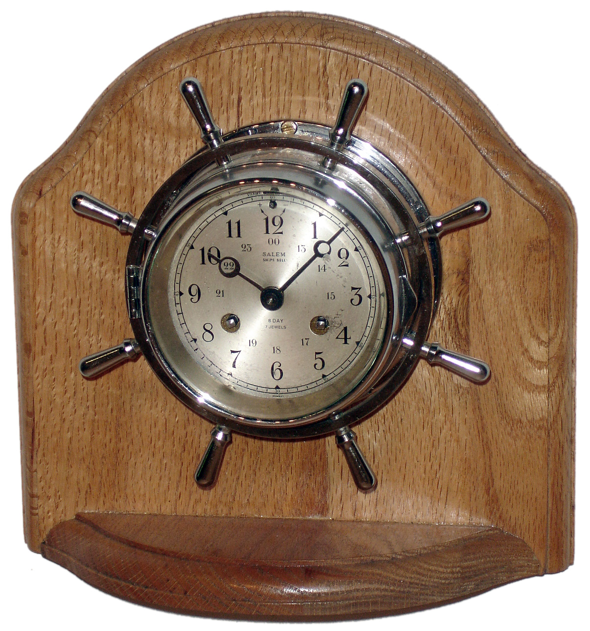 German "Salem" 8 day 7 jewel ship's bells chrome plated marine clock, c1975 — Antique Clocks Price Guide