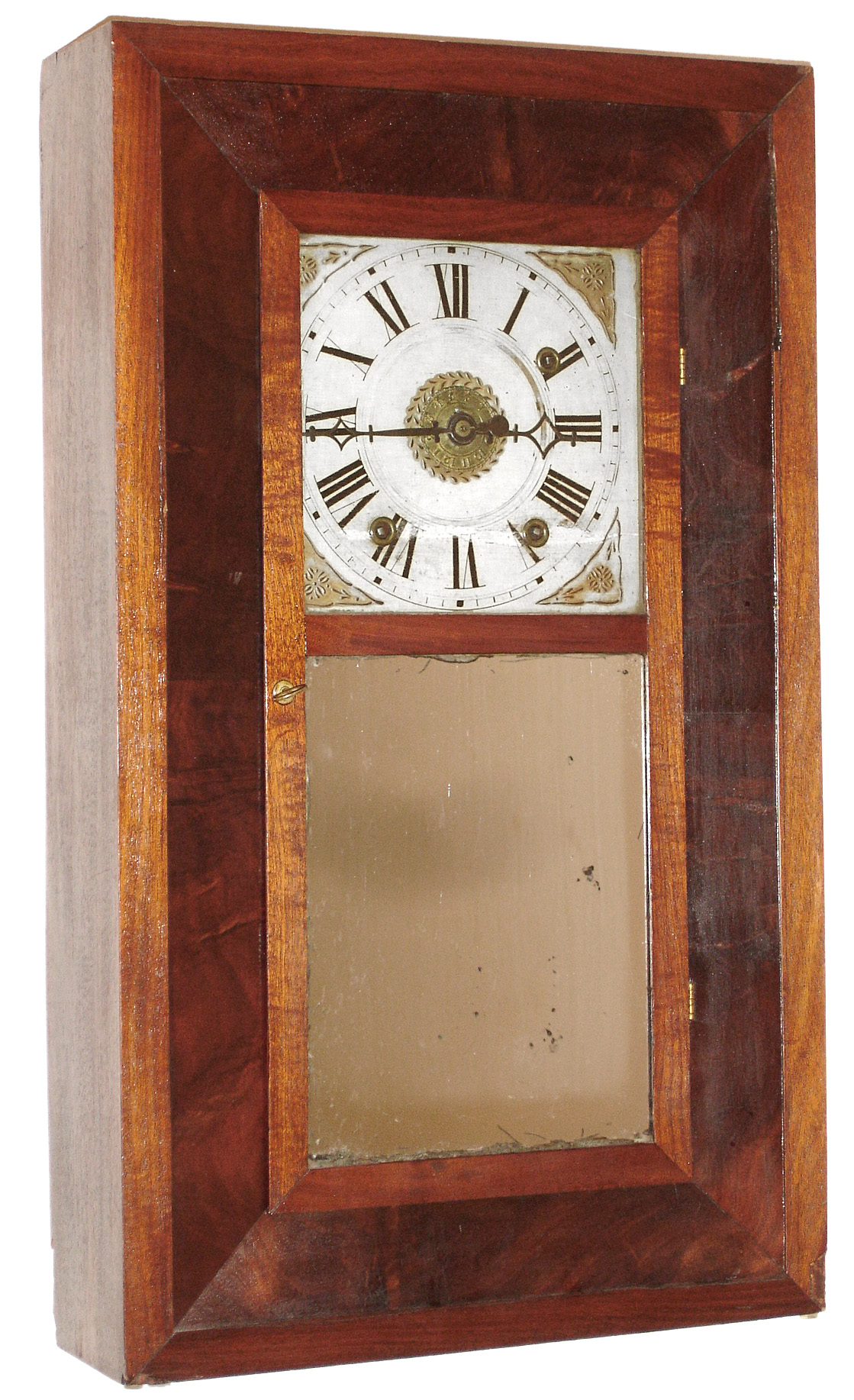 Wells Forbes, Bristol NH, mahogany bevel front time, strike and alarm 30 hour wooden works shelf clock, dated 1842 — Antique Clocks Price Guide