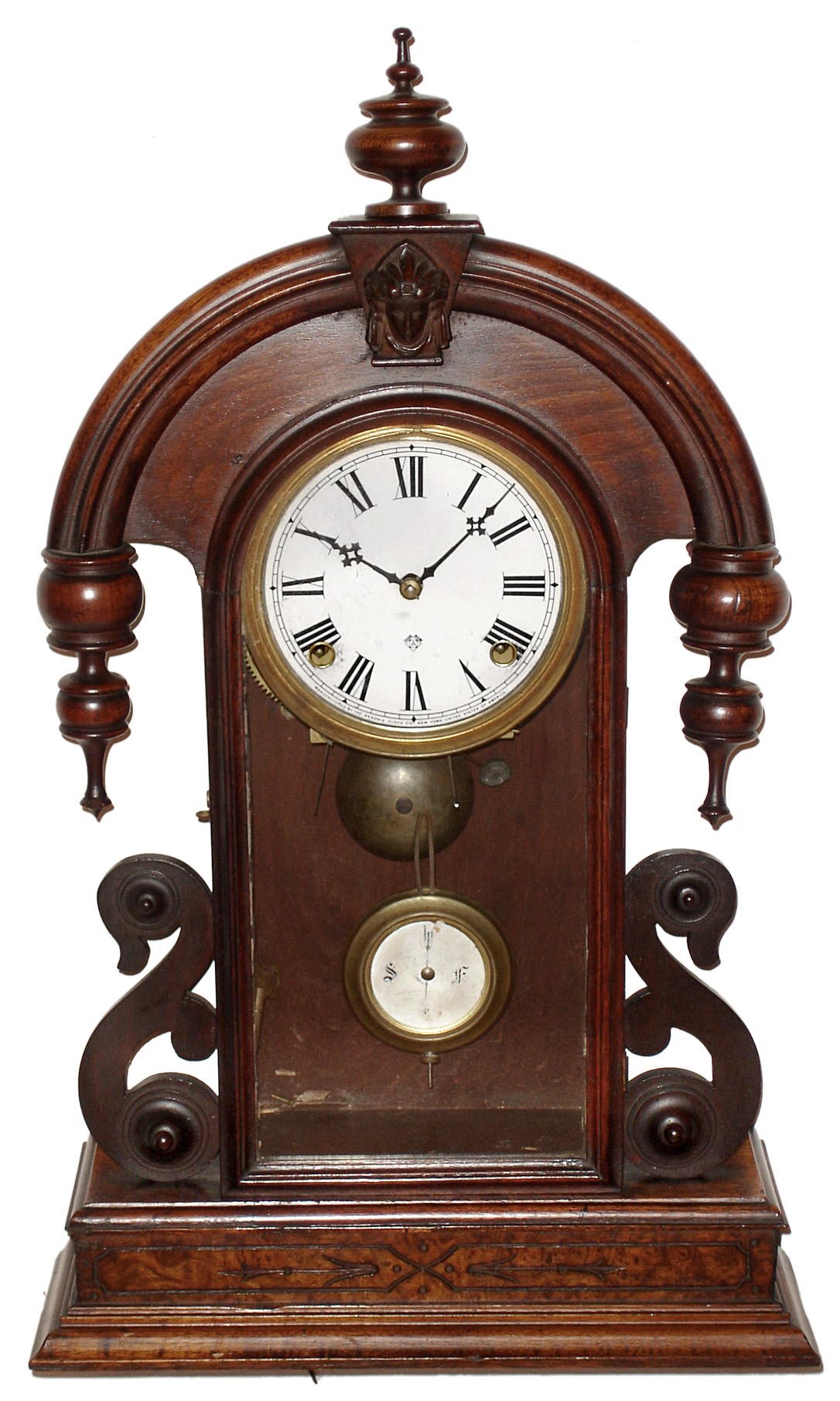 George A. Jones and Co. of New York City, "Parisian" walnut 8 day time and strike parlor clock, c1874 — Antique Clocks Price Guide