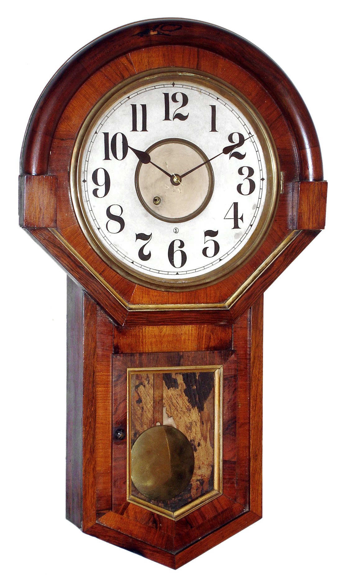 New Haven Clock Co., New Haven, Conn., "Imperial" rosewood 8 day spring wound time only wall clock, Connecticut, c1885 — Antique Clocks Price Guide