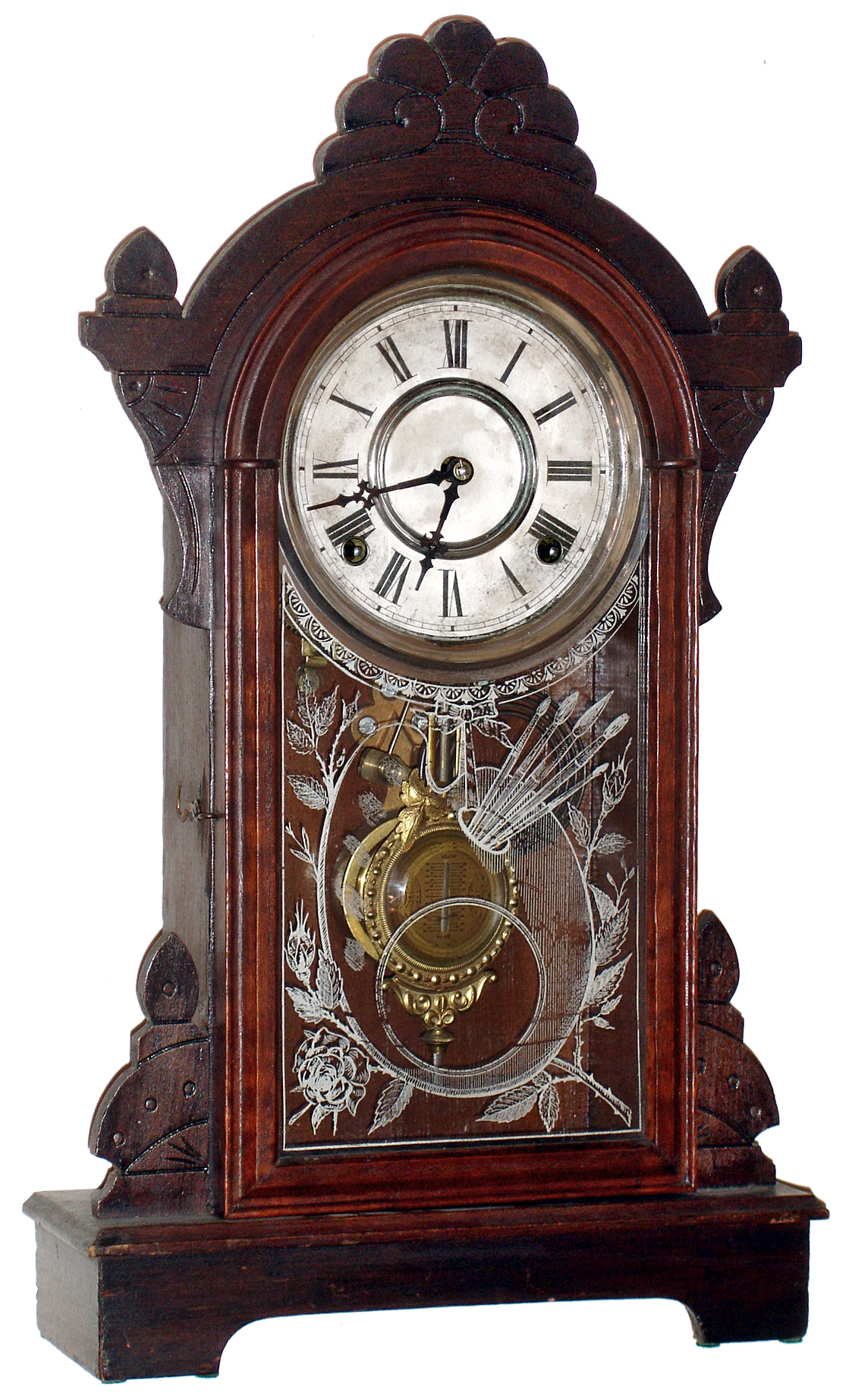 F. Kroeber, New York, "Newton" walnut 8 day time and strike mantel clock, c1880 — Antique Clocks Price Guide