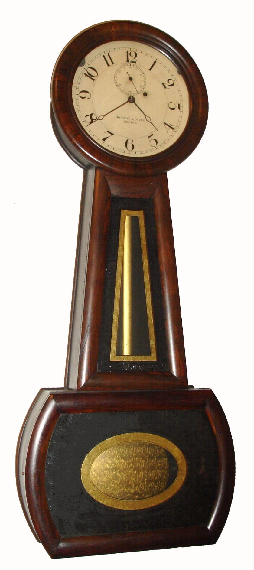 Howard and Davis, Boston, "No. 1 BANJO", in a rosewood grained over cherry case, and with large trapezoid movement with maintaining power, Geneva stop and seconds hand. From the Wasserman collection, c1850 — Antique Clocks Price Guide