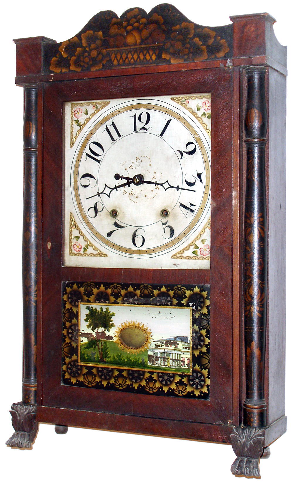 Silas Hoadley, Plymouth, Conn., 30 hour time and strike wood movement half column and splat shelf clock, c1830 — Antique Clocks Price Guide