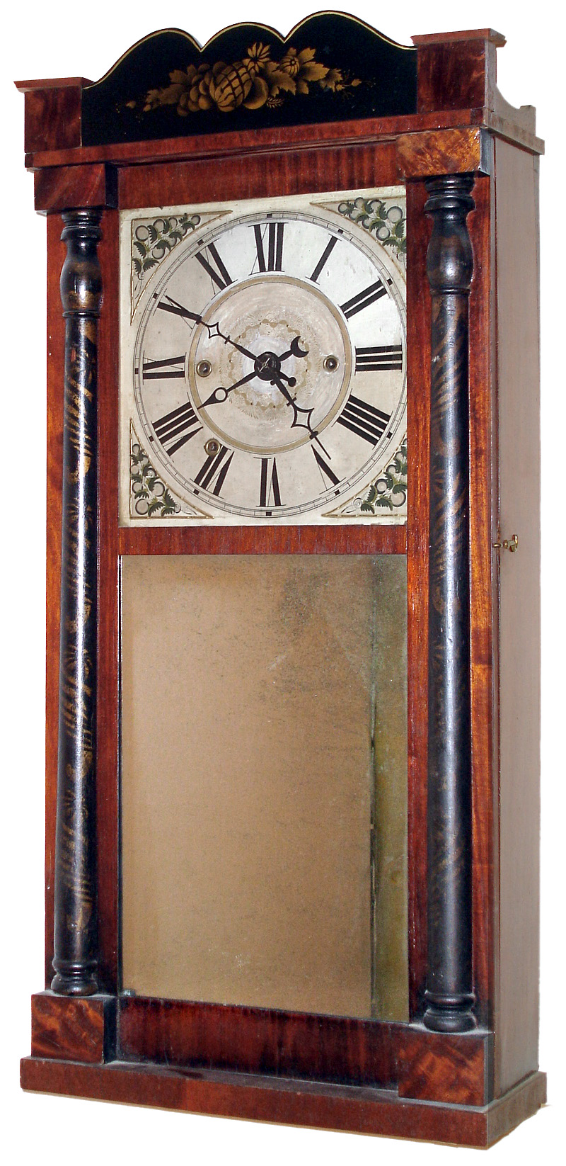 Unknown, (possibly a Chauncey Boardman) 30 hour time and strike/alarm half column and splat shelf clock, c1835 — Antique Clocks Price Guide