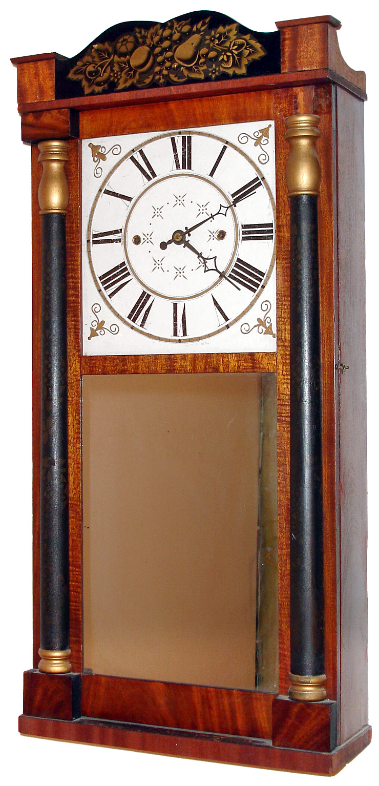 Burr and Chittenden, Lexington, Mass., 30 hour time and strike wood movement shelf clock, c1832 — Antique Clocks Price Guide