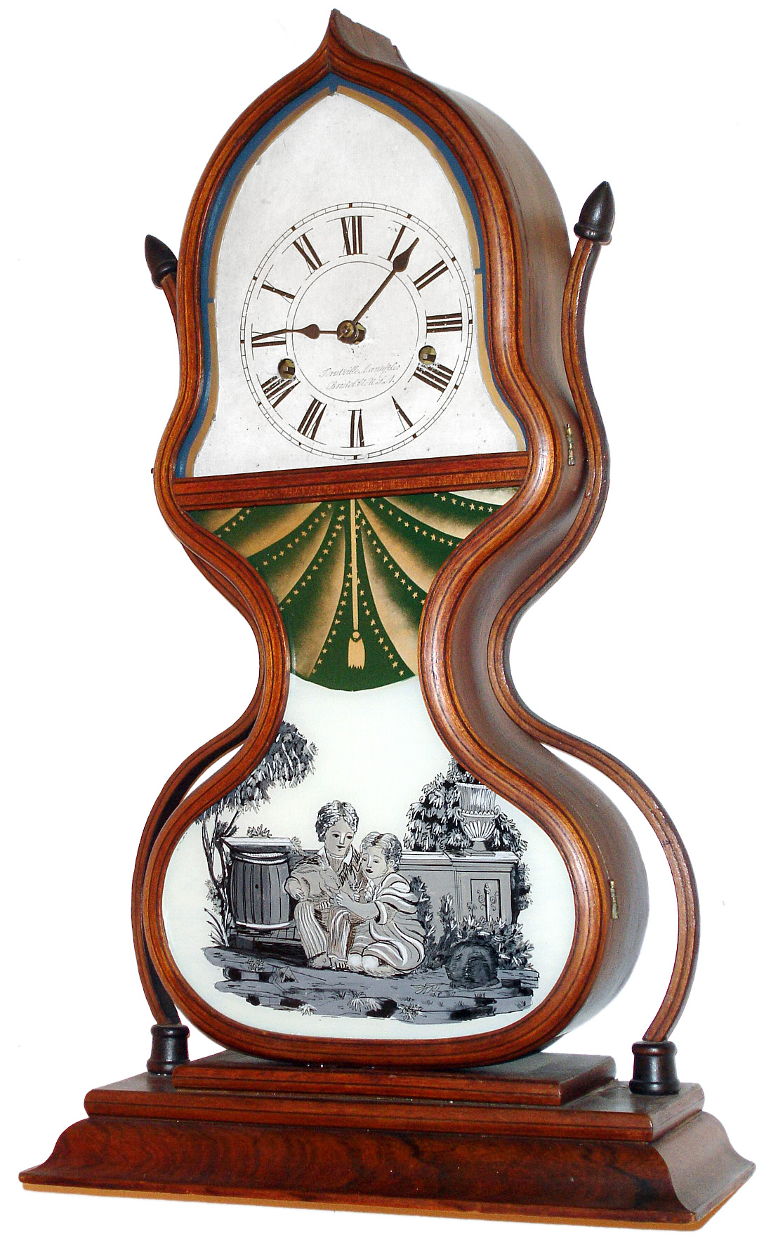 Forestville Mfg. Co., (J. C. Brown), Bristol, Conn., 8 day time and strike shelf acorn clock, c1847 — Antique Clocks Price Guide