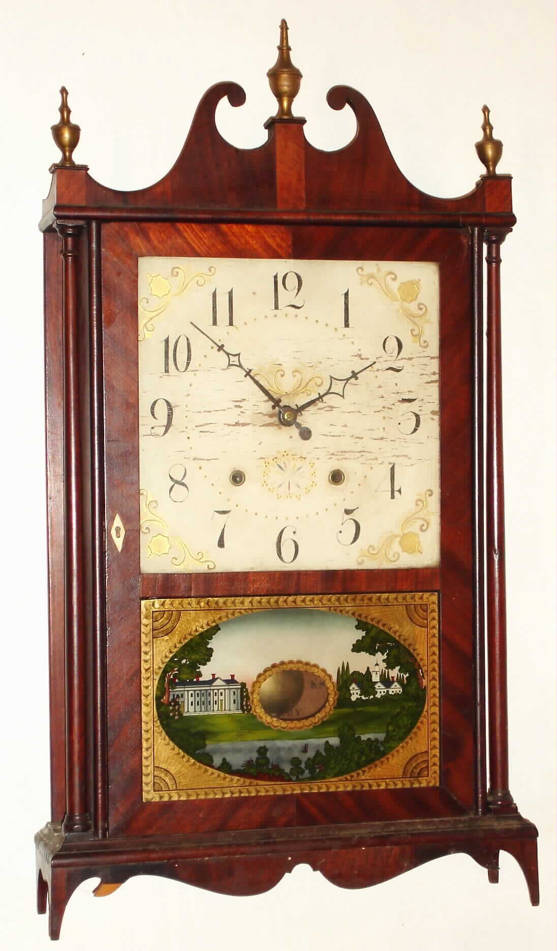 E. Terry and Sons, 30 hour time and strike wood movement pillar and scroll shelf clock, c1828 — Antique Clocks Price Guide