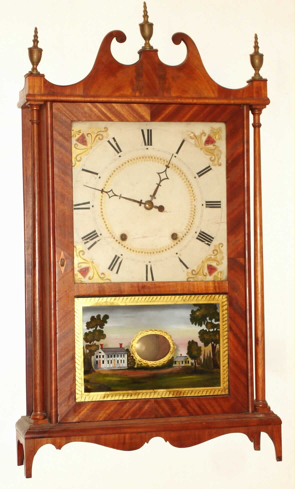 Eli and Samuel Terry, 30 hour time and strike wood movement pillar and scroll shelf clock, c1825 — Antique Clocks Price Guide