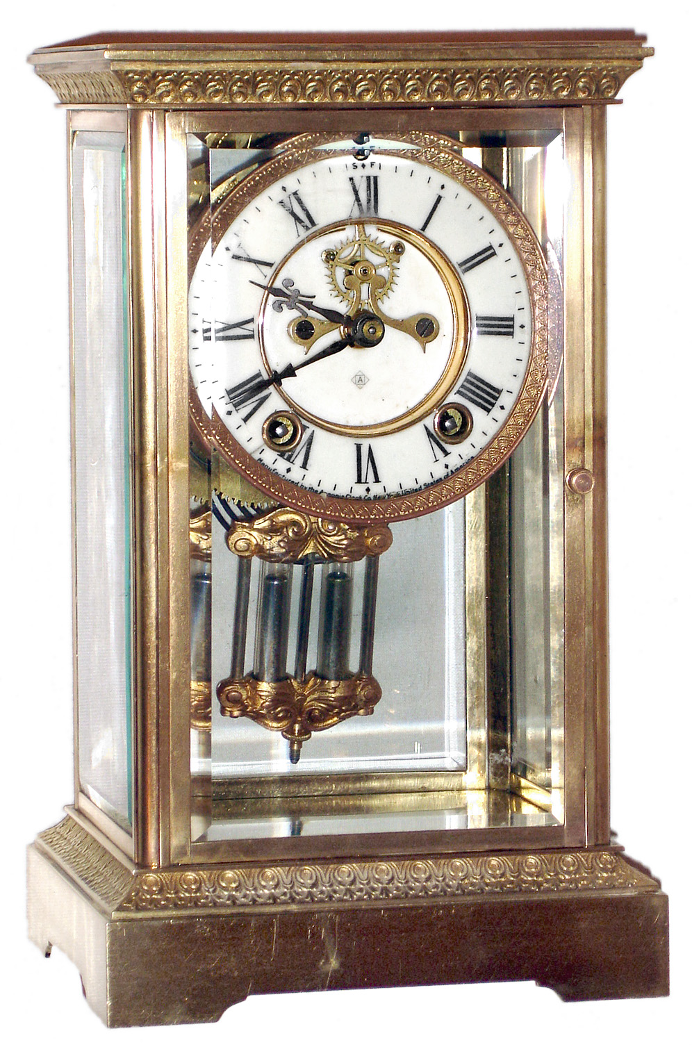 Ansonia Clock Co., New York, "Cetus" 8 day time and strike crystal regulator, c1914 — Antique Clocks Price Guide