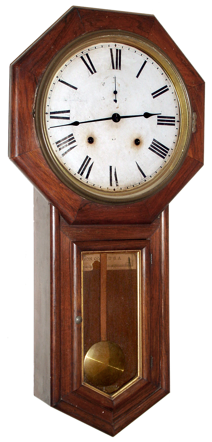 Seth Thomas Clock Co., Thomaston, Conn., "World", 15 day, time and strike, regulator wall clock, c1900. — Antique Clocks Price Guide