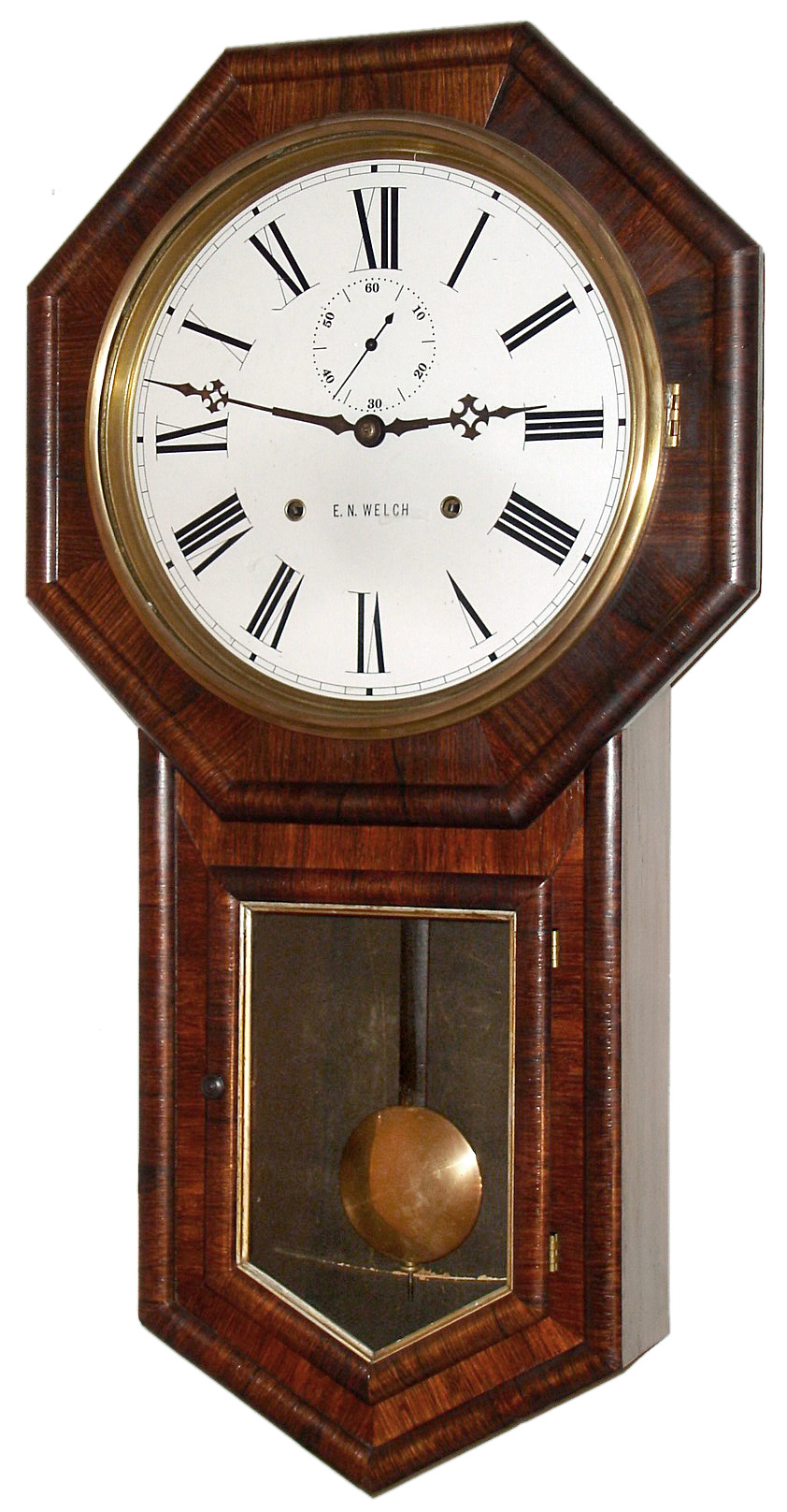 E.N. Welch Mfg. Co., Forestville, Conn., "Verdi", 8 day, time and strike, hanging wall clock, c1878. — Antique Clocks Price Guide