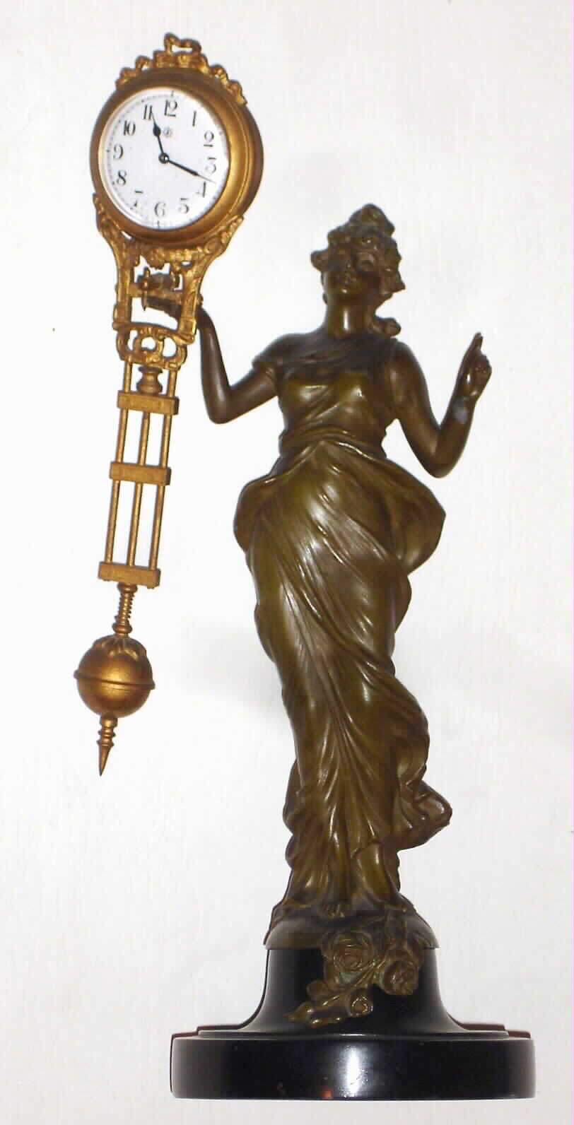 Junghans, Germany, small "Swinger" on Diana statue, c1910 — Antique Clocks Price Guide