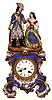 French porcelain two piece figural 8 day time and strike mantel clock, c1880