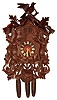 German Black Forest cuckoo and quail 30 hour carved wood clock, c1910