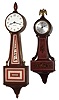 Clocks- 2 (Two) Seth Thomas small 8 day time only mahogany banjo clocks, 20th century